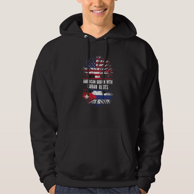 Moletom Americano Cresceu Com Raízes Cubanas E Bandeira Do (Frente)