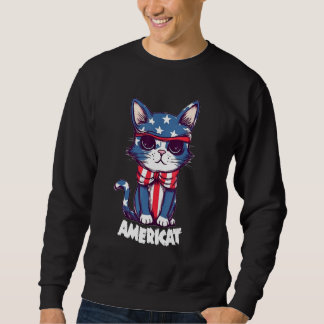 Moletom Americat Cute Cat 4th of July Men Women