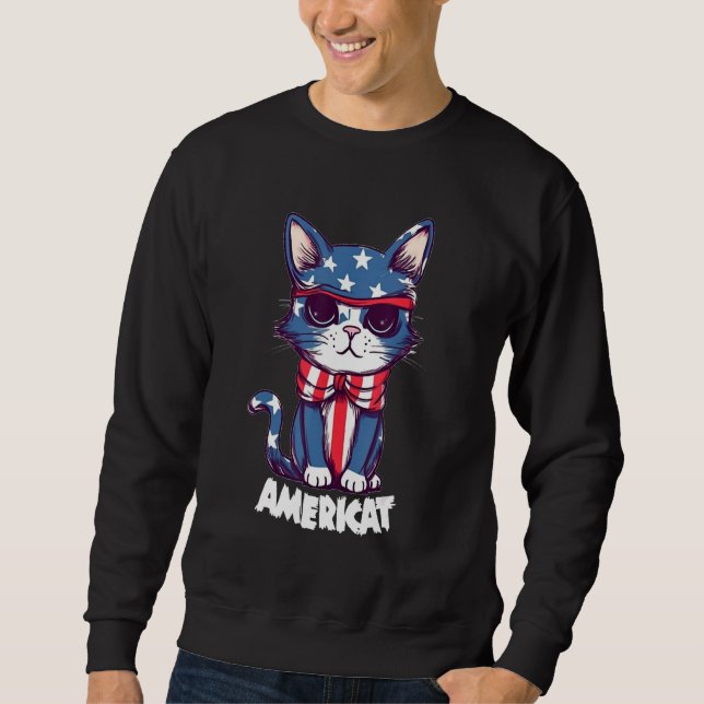 Moletom Americat Cute Cat  4th of July Men Women (Frente)