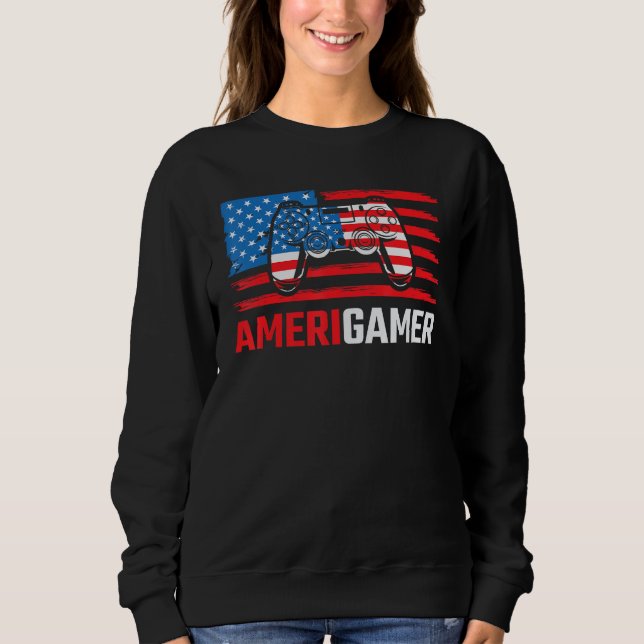 Moletom Amerigamer Distressed American Flag Gamer July 4th (Frente)