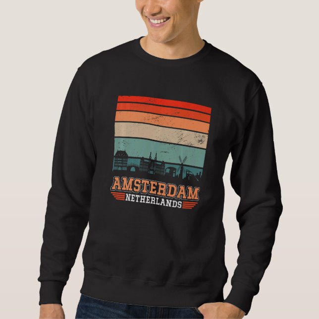 Moletom Amesterdã Países Baixos Retro Vintage Sunset Skyli (Frente)