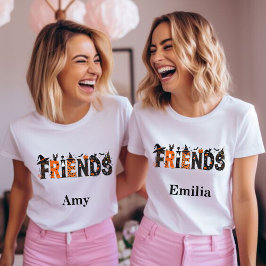 Moletom Amigos do Dia das Bruxas Felizes Nome Gráfico