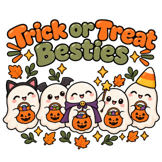 Moletom Amigos Fantasmas Kawaii Fofos Doces ou Travessuras