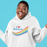 Moletom Amo Kamala Cute Eleição Arco-Íris Mulher<br><div class="desc">Um belo casaco de mulheres do arco-íris de Kamala Harris para a eleição de 2024 que lê "I Love Kamala". Apoio bonito e colorido ao nosso vice-presidente.</div>