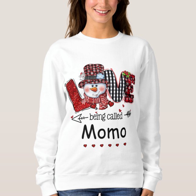 Moletom Amor chamado Momo Snowman Xadrez Vermelha (Frente)