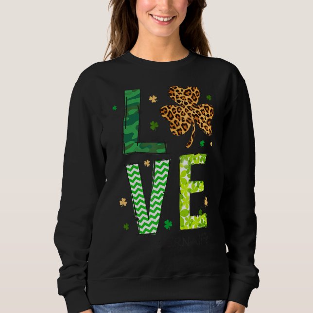 Moletom Amor Cna Life Cute Leopard Shamrock Day (Frente)