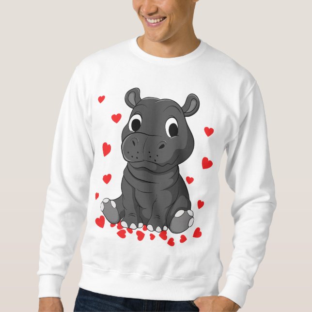 Moletom amor do dia de os namorados hippopotamita do bebê (Frente)