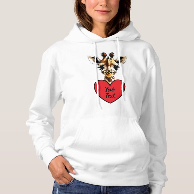 Moletom Amor Girafa Coração com Sua Mensagem Personalizada (Frente)