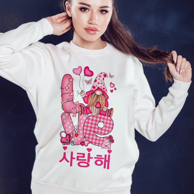 Moletom Amor Gnomo Coreano, Namorados Rosa, Sweet (Criador carregado)