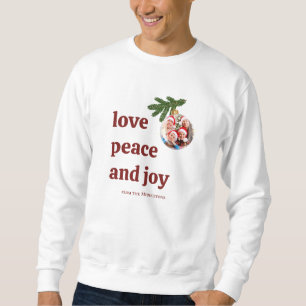 Moletom Amor Paz Alegria Natal Foto Casual Burgundy Vermel