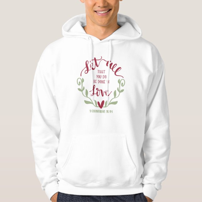Moletom Amor por Suatshir Hooded Básico branco e vermelho (Frente)