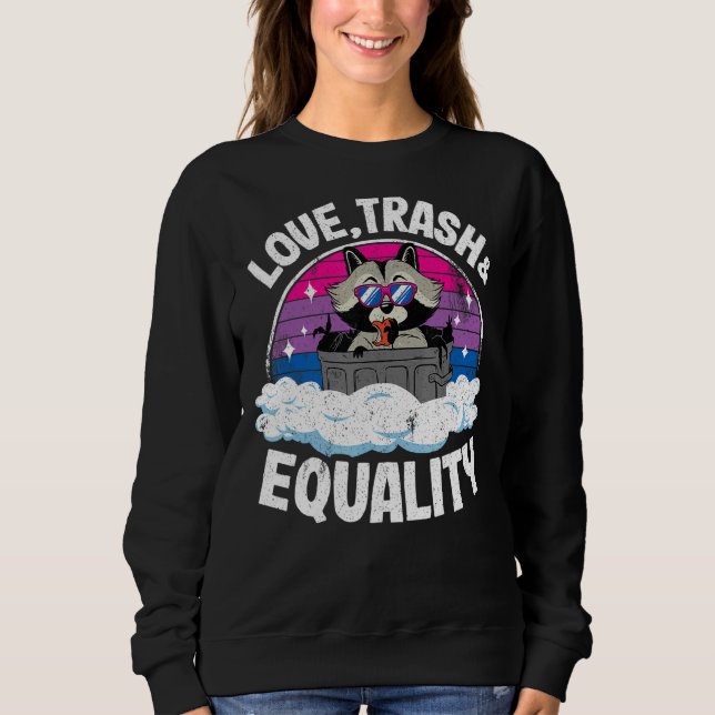 Moletom Amor Trash & Igualdade Raccoon Rainbow Bisexual Fl (Frente)