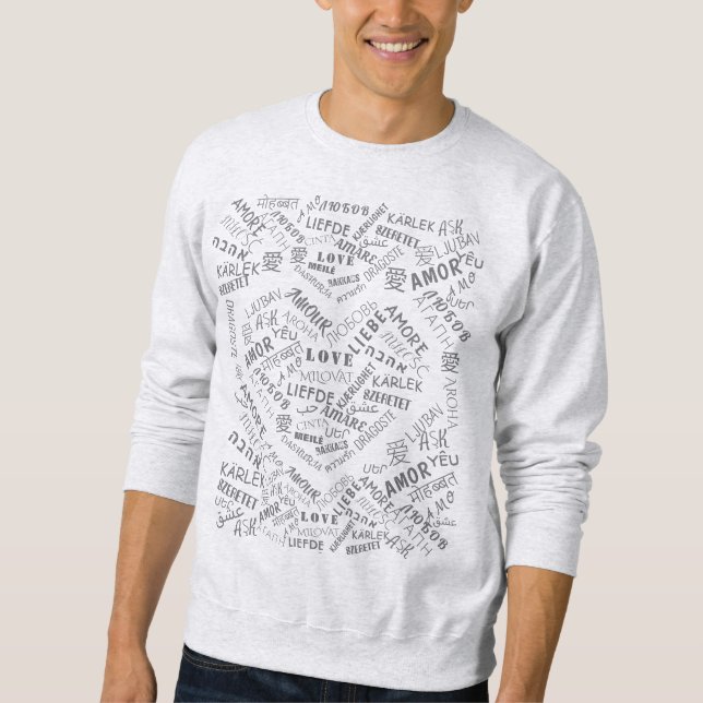 Moletom AMOR - Vários Idiomas - Personalizável Internacion (Frente)