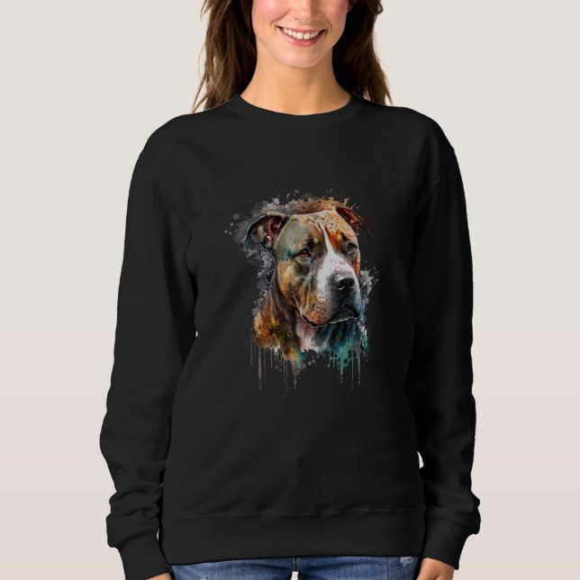 Moletom Amstaff watercolor splash American Staffordshire T (Frente)