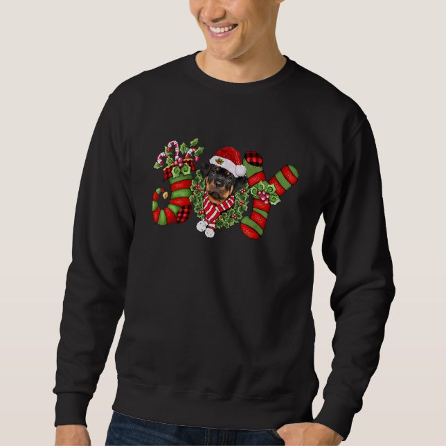 Moletom Anão de Meia Rottweiler Alegria de Natal (Frente)