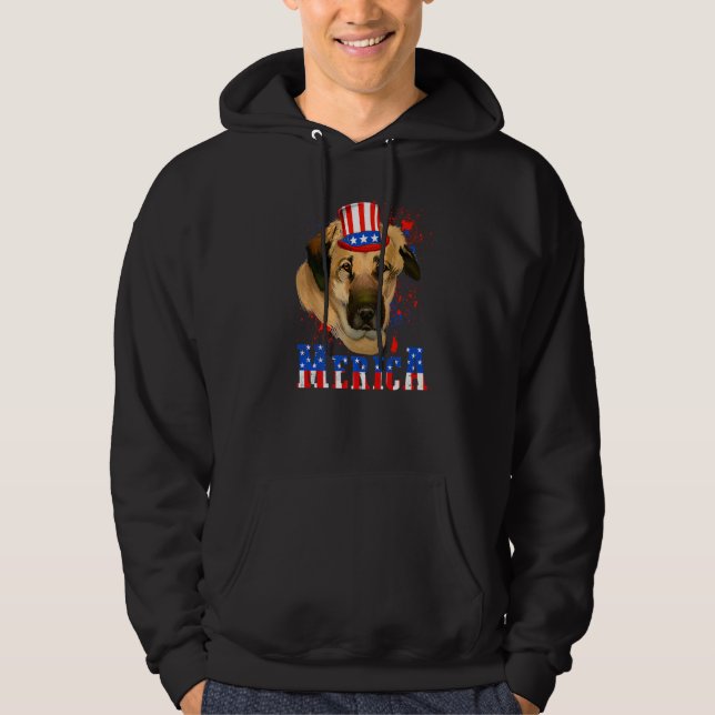 Moletom Anatolian Merica American Flag Dog Animal 4 de jul (Frente)