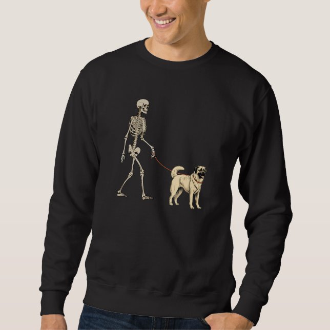 Moletom Anatolian Shepherd Skeleton Dog Walking Halloween  (Frente)