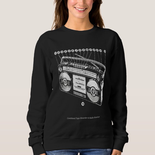 Moletom Anatomia da Boombox Retro 80s 90s Ghetto Blaster H (Frente)