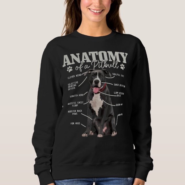 Moletom Anatomia De Um Cachorro Engraçado Engraçado Pitbul (Frente)