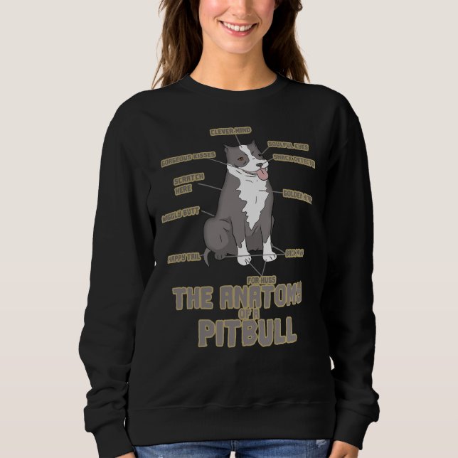 Moletom Anatomia De Um Cachorro Engraçado Pitbull (Frente)
