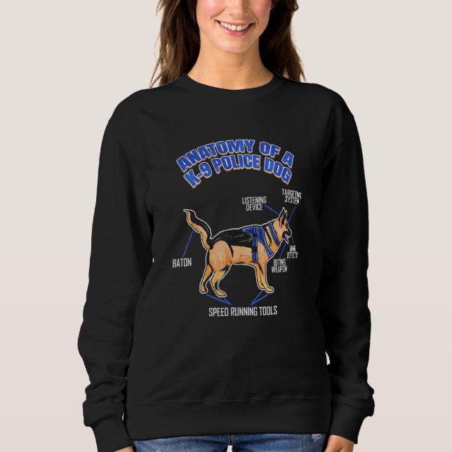 Moletom Anatomia De Uma Unidade K9 De Polícia Cachorro Eng (Frente)