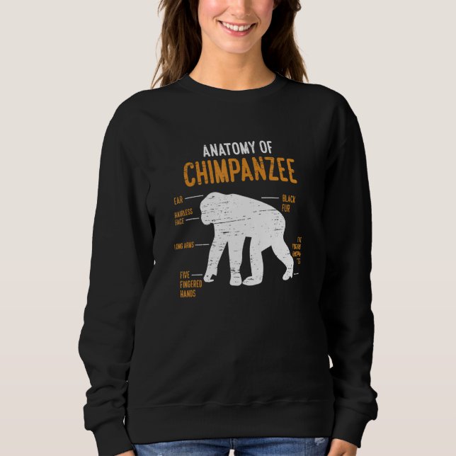 Moletom Anatomia Do Macaco Chimpanzé Chimpanzé Macaco Vida (Frente)