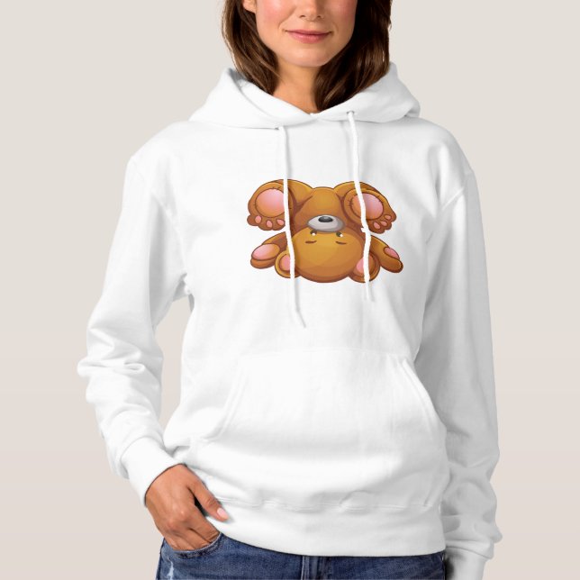 Moletom Anca para baixo Urso de Teddy Womens Hoodie (Frente)