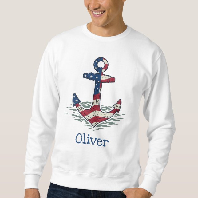 Moletom Âncora Náutica com Bandeira Americana  (Frente)