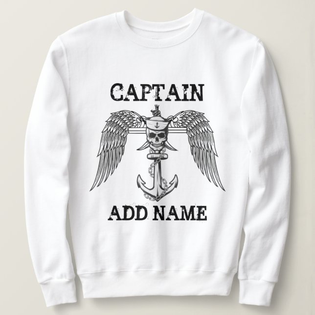Moletom Âncora personalizada de nome do capitão do navio (Frente do Design)