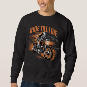 Moletom Andar até morrer - Skeleton Biker Halloween Hoodie