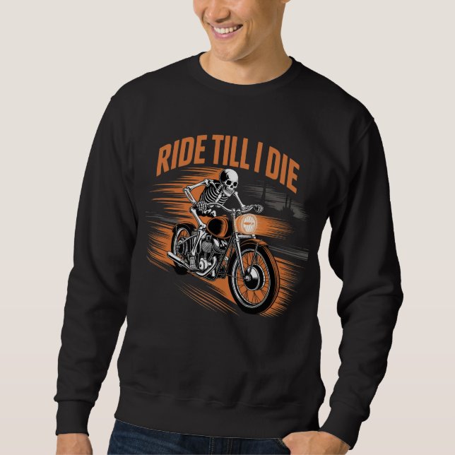 Moletom Andar até morrer - Skeleton Biker Halloween Hoodie (Frente)