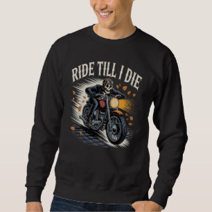 Moletom Andar até morrer - Skeleton Biker Halloween Hoodie