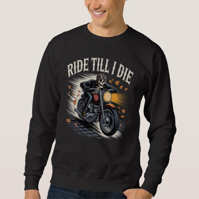 Moletom Andar até morrer - Skeleton Biker Halloween Hoodie (Frente)