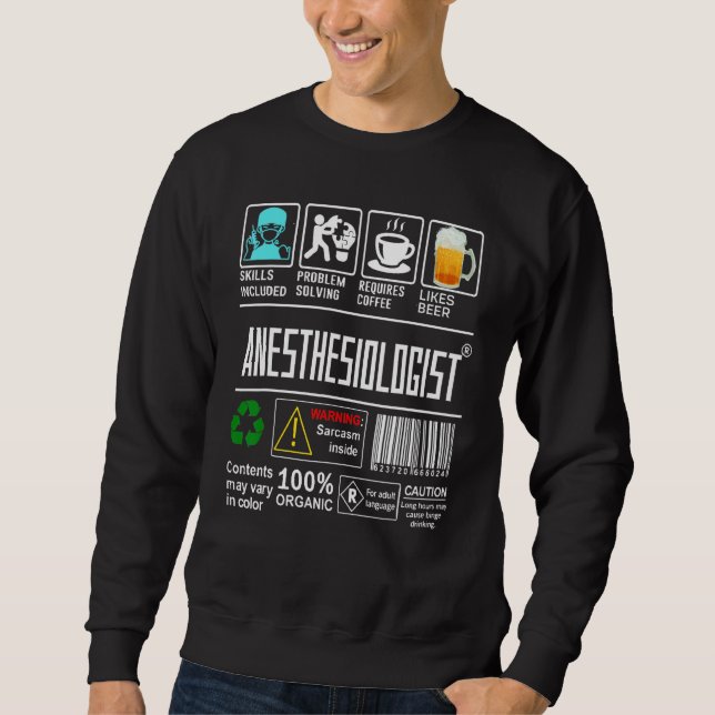 Moletom Anestesiologista Fatos de Anestesiologia Café & Ab (Frente)