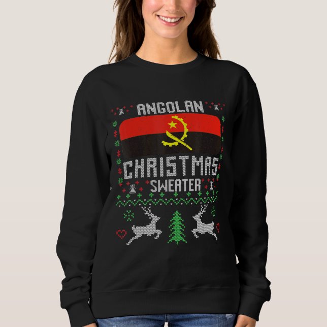 Moletom Angola Flag Angolan Christmas Sweater (Frente)