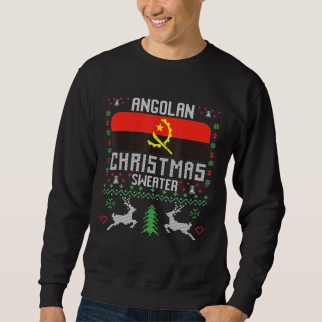 Moletom Angola Flag Angolan Christmas Sweater (Frente)