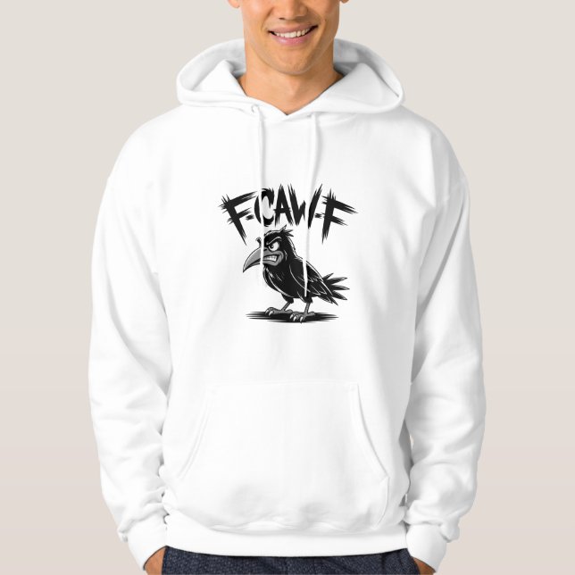Moletom Angry Crow “F-CAW-F” – Edgy Cartoon Bird Design (Frente)