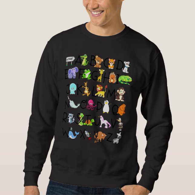 Moletom Animais de Alfabeto ABCs Crianças de Tee de Aprend (Frente)