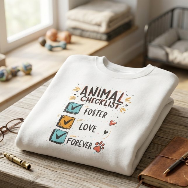 Moletom Animal Checklist Foster Love Forever Rescue Gift (Pet foster love sweatshirt)