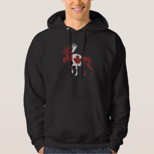 Moletom Animal Moose Antlers Canadian Flag Maple Leaf Cana