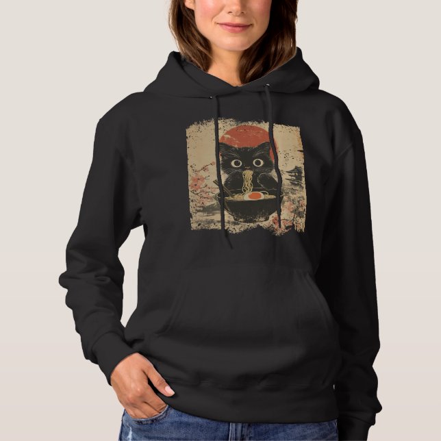 Moletom Anime Cat Comendo Ramen Estilo Japonês Amantes de  (Frente)