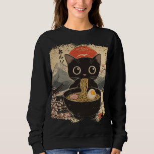 Moletom Anime Cat Comendo Ramen Estilo Japonês Amantes de 