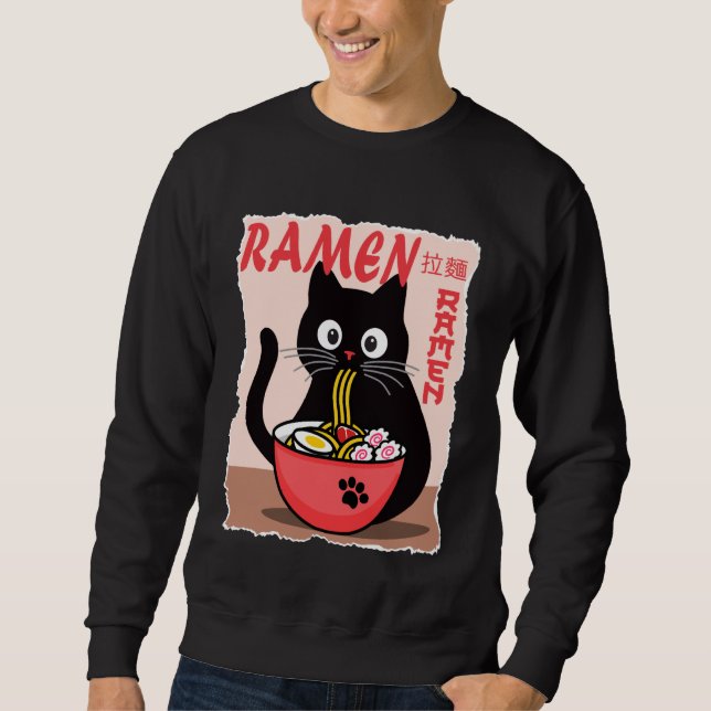 Moletom Anime Cat Ramen Instant Noodles Funny Japanese Cat (Frente)