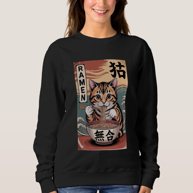 Moletom Anime Cat Ramen Noodles Kawaii Japanese Aesthetic (Frente)