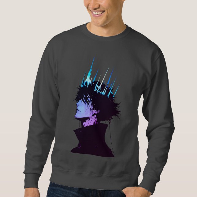 Moletom Anime King Gothic Male Portrait with Blue Crown (Frente)
