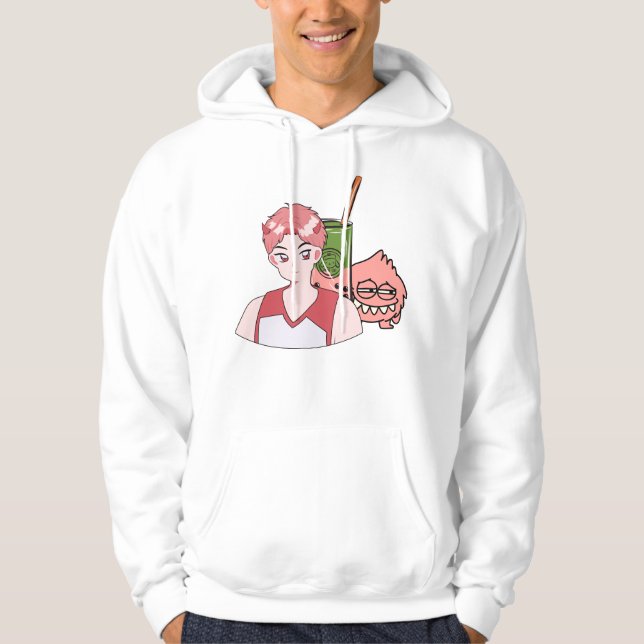 Moletom Anime Menino Demônio com Chá de Bolhas de Morango  (Frente)