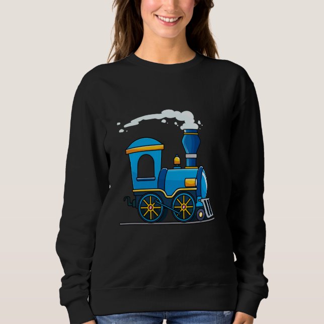 Moletom Aniversário Choo Choo Blue Train Acomoda Crianças  (Frente)