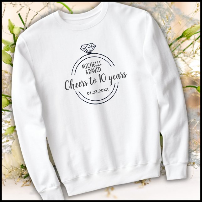 Moletom Aniversário de Casamento 10º Negro e Branco Minima (Criador carregado)