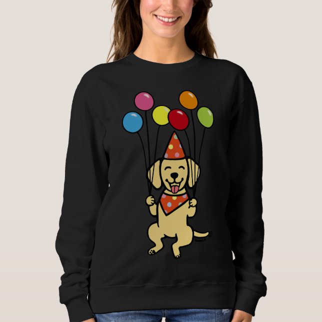 Moletom Aniversário, Labrador Amarelo E Balões (Frente)