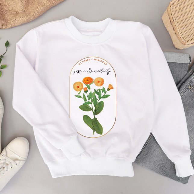 Moletom Aniversário Marigold, mês de outubro (Birth Flower Month October Marigold Birthday Sweatshirt)